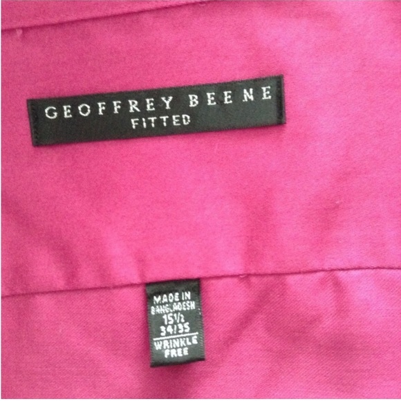 GEOFFREY BEANE PINK FITTED MENS SHIRT 15 1/2, 34/35 NWOT - Picture 3 of 3